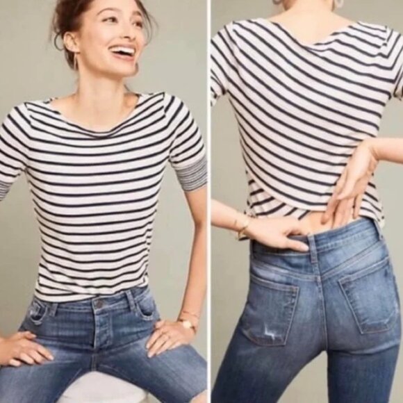 Three Dots Striped Cross Hi-Lo Hem Reversible Top szXL - Picture 13 of 13